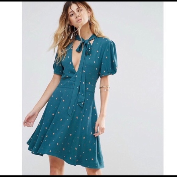 NWT Free People Abbie Print Dress Green Combo - Picture 3 of 15